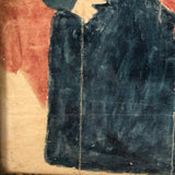 Mother and Daughter, Marvelous Early 19th Century Folk Art Watercolor in Lemon Gold Frame