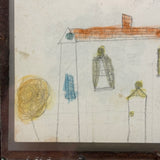 Charming Graphite and Watercolor House Portrait, Burdett NY, 1860s, with Another on Reverse