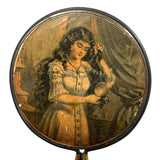 Two Views, Self-reflexive c. 1900 Hand Mirror, Woman Admiring Her Long Locks