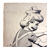 Nurse in Apron, Stocking and Very High Heels, Wonderfully Absurdist Bill Anthony Drawing