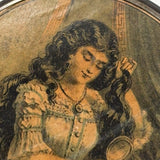 Two Views, Self-reflexive c. 1900 Hand Mirror, Woman Admiring Her Long Locks