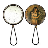 Two Views, Self-reflexive c. 1900 Hand Mirror, Woman Admiring Her Long Locks
