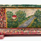 Exuberantly Painted Old PA Folk Art Box with Houses and Flowers
