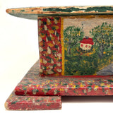 Exuberantly Painted Old PA Folk Art Box with Houses and Flowers