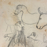 Warren's Primary Geography, 1886, with Animal Silhouettes End Paper Drawing