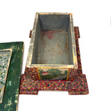 Exuberantly Painted Old PA Folk Art Box with Houses and Flowers