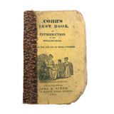 Cobb's 1853 Speller with Hand-sewn Fabric Spine, Animated Endpapers and Excellent Engravings