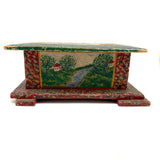 Exuberantly Painted Old PA Folk Art Box with Houses and Flowers
