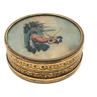 Woman Fishing, Clever and Pretty 19th C. Patch or Powder Box I/O