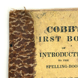 Cobb's 1853 Speller with Hand-sewn Fabric Spine, Animated Endpapers and Excellent Engravings