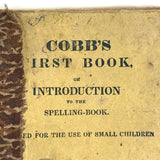 Cobb's 1853 Speller with Hand-sewn Fabric Spine, Animated Endpapers and Excellent Engravings