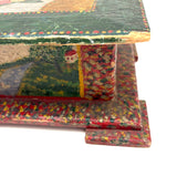 Exuberantly Painted Old PA Folk Art Box with Houses and Flowers