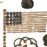 Amazing Patriotic Folk Art Stamp Collage on Milk Glass Plate