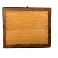 Woman Watering Her Garden Beds, Wonderful 19th Century Folk Art Sandpaper Drawing in Period Frame