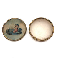 Woman Fishing, Clever and Pretty 19th C. Patch or Powder Box I/O