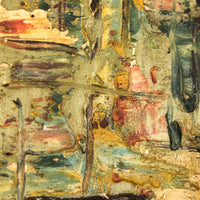 Mid-Century French Oil on Board Abstract with Thick Impasto, signed Rene