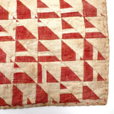 Like a Grid of Signal Flags, Great Old Hand-sewn Doll Quilt in Red and White