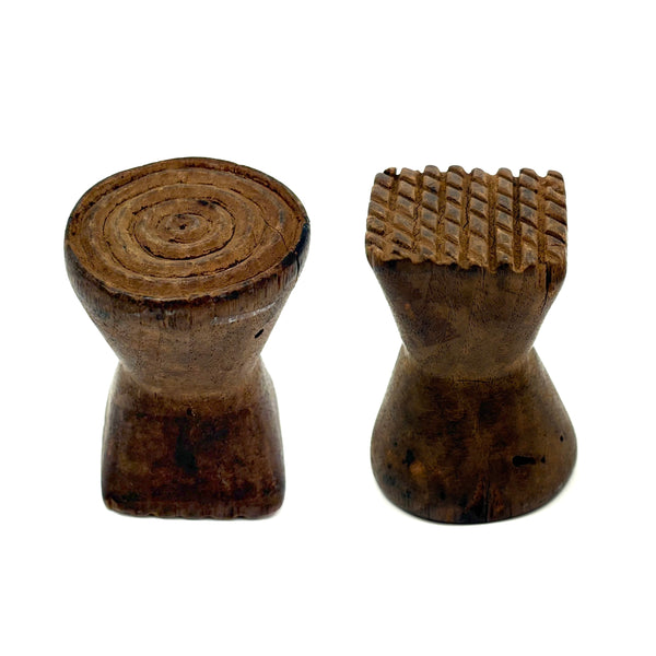 Modernist Feeling 19th Century Hand-Carved Double Sided Butter Stamp with Geometric Designs