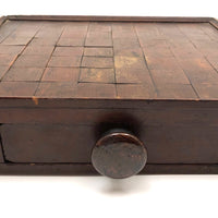 19th C. Primitive Double-Sided Gameboard with Checker-filled Drawer