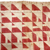 Like a Grid of Signal Flags, Great Old Hand-sewn Doll Quilt in Red and White