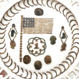 Amazing Patriotic Folk Art Stamp Collage on Milk Glass Plate