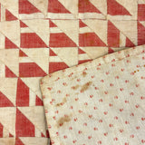 Like a Grid of Signal Flags, Great Old Hand-sewn Doll Quilt in Red and White