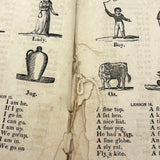 Cobb's 1853 Speller with Hand-sewn Fabric Spine, Animated Endpapers and Excellent Engravings