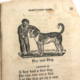 Cobb's 1853 Speller with Hand-sewn Fabric Spine, Animated Endpapers and Excellent Engravings