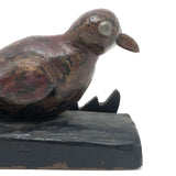 Very Folky Carved and Painted Bird on Base