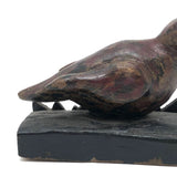 Very Folky Carved and Painted Bird on Base