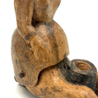Unusual and Very Fabulous Antique Figural Hand-carved Folk Art Pipe Bowl