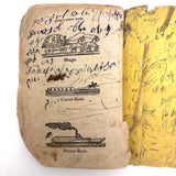 Cobb's 1853 Speller with Hand-sewn Fabric Spine, Animated Endpapers and Excellent Engravings