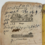 Cobb's 1853 Speller with Hand-sewn Fabric Spine, Animated Endpapers and Excellent Engravings
