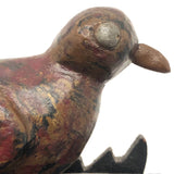 Very Folky Carved and Painted Bird on Base