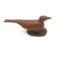 Lovely Elongated Carved Pine Bird with Twisted Wire Legs