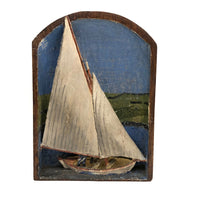Wonderful (and Succinct) Old Carved Folk Art Boat Diorama