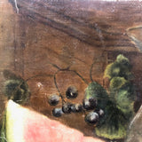 Antique Salvaged Oil on Canvas Still Life of Fruit and Pitcher