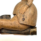 Unusual and Very Fabulous Antique Figural Hand-carved Folk Art Pipe Bowl
