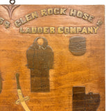 Glen Rock Hose & Ladder Company, PA, Charming Relief Carved Folk Art Plaque