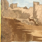 Mary Ann Earle, Ludlow Castle, Marvelous Large Georgian Needlework on Silk in Original Reverse Glass Painted Frame