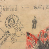 Sweet Little 19th C. White Goods Department Drawing with Linens and Booties