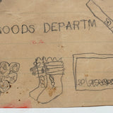 Sweet Little 19th C. White Goods Department Drawing with Linens and Booties