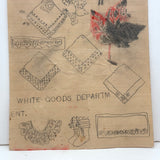 Sweet Little 19th C. White Goods Department Drawing with Linens and Booties