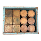 Scarce, Excellent Set of British Teachem Toys Rattle Bricks in Original Crate