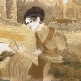 Mary Ann Earle, Ludlow Castle, Marvelous Large Georgian Needlework on Silk in Original Reverse Glass Painted Frame