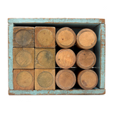 Scarce, Excellent Set of British Teachem Toys Rattle Bricks in Original Crate