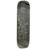 Battered Vintage Sandpaper Surface Wooden Skate Deck with Druggie Cartoons