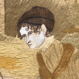 Mary Ann Earle, Ludlow Castle, Marvelous Large Georgian Needlework on Silk in Original Reverse Glass Painted Frame