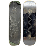 Battered Vintage Sandpaper Surface Wooden Skate Deck with Druggie Cartoons