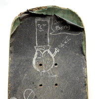 Battered Vintage Sandpaper Surface Wooden Skate Deck with Druggie Cartoons